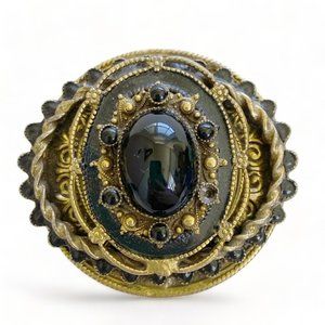 'Original by Robert' Black Glass Cabochon Brooch/Pendant (READ-1 missing stone)